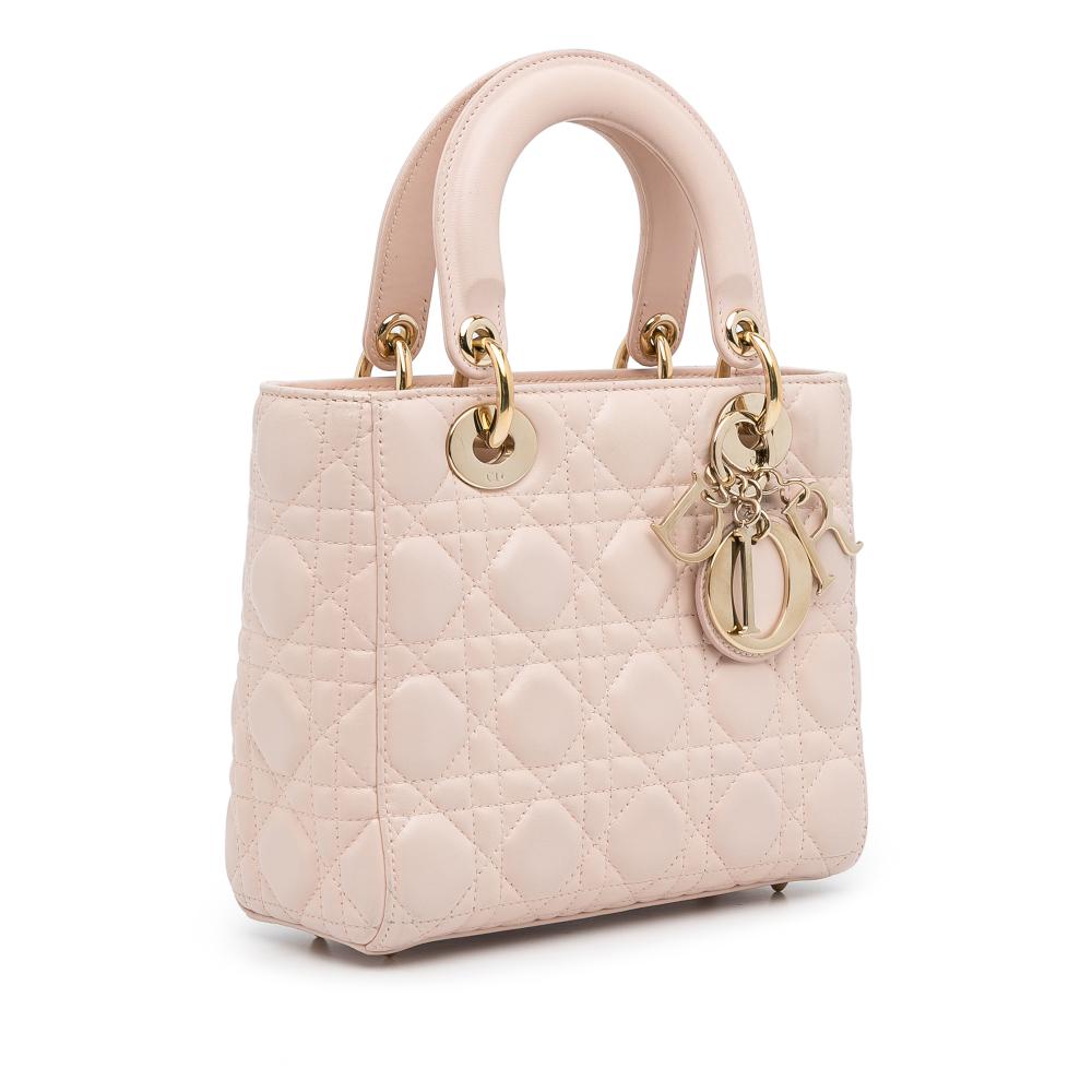 Christian Dior B Dior Pink Light Pink Lambskin Leather Leather Small Lambskin Cannage My ABCDior Lady Dior Italy