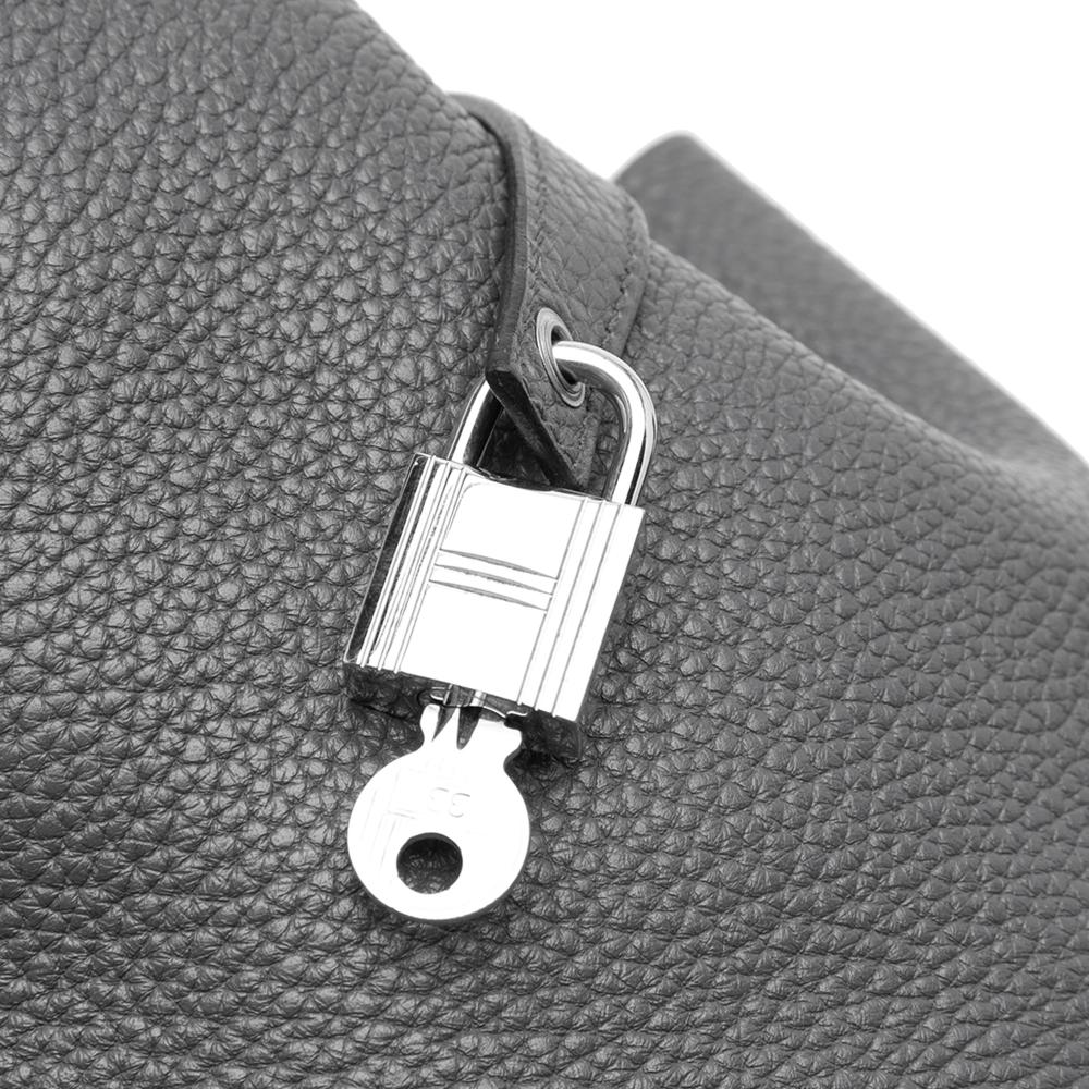 Hermès B Hermès Gray Calf Leather Clemence Picotin Lock 22 France
