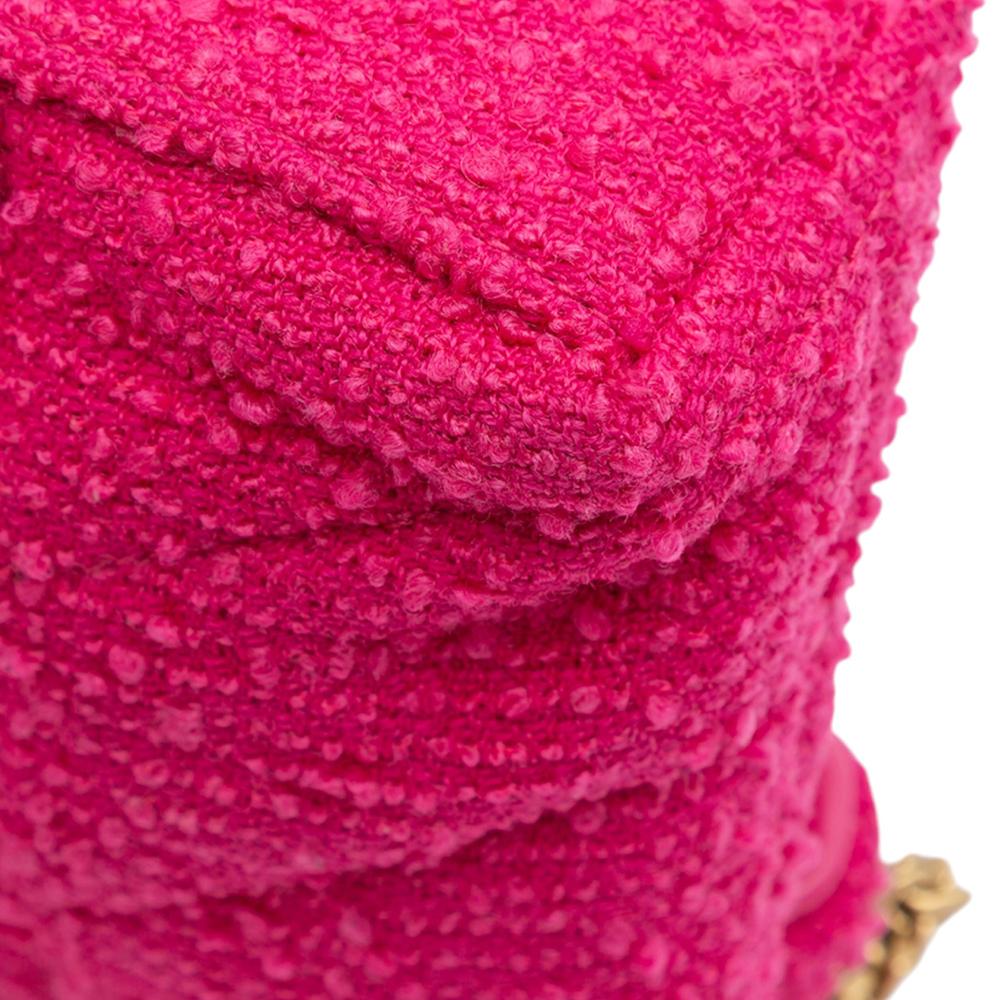 Saint Laurent B Saint Laurent Pink Tweed Fabric Toy Boucle LouLou Puffer Crossbody Italy