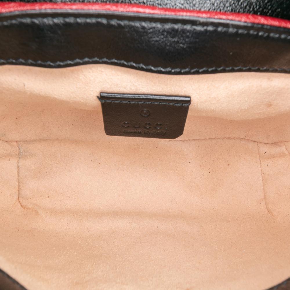 Gucci B Gucci Brown Beige Calf Leather Super Mini GG Marmont Matelasse Torchon Flap Crossbody Italy