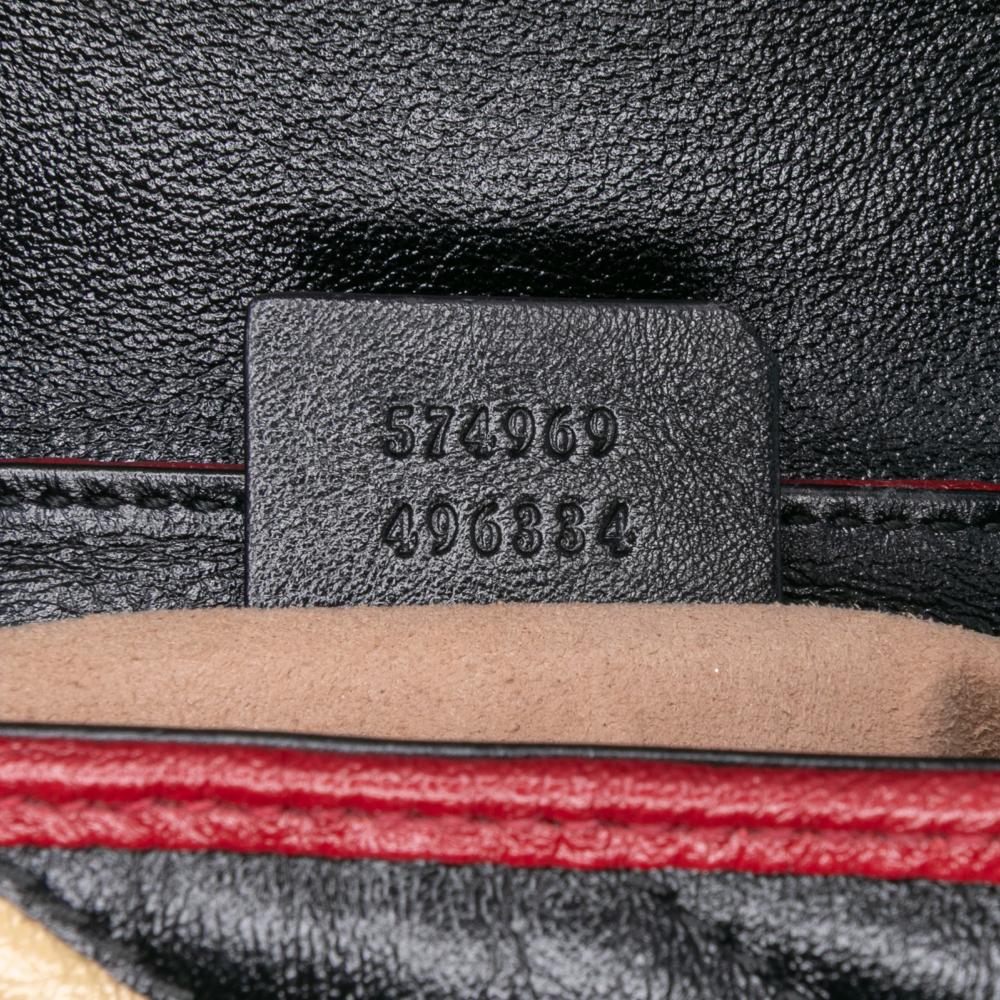 Gucci B Gucci Brown Beige Calf Leather Super Mini GG Marmont Matelasse Torchon Flap Crossbody Italy