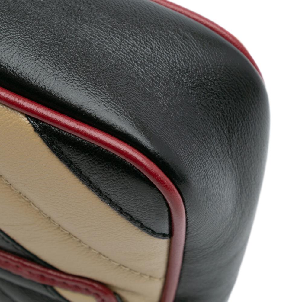 Gucci B Gucci Brown Beige Calf Leather Super Mini GG Marmont Matelasse Torchon Flap Crossbody Italy