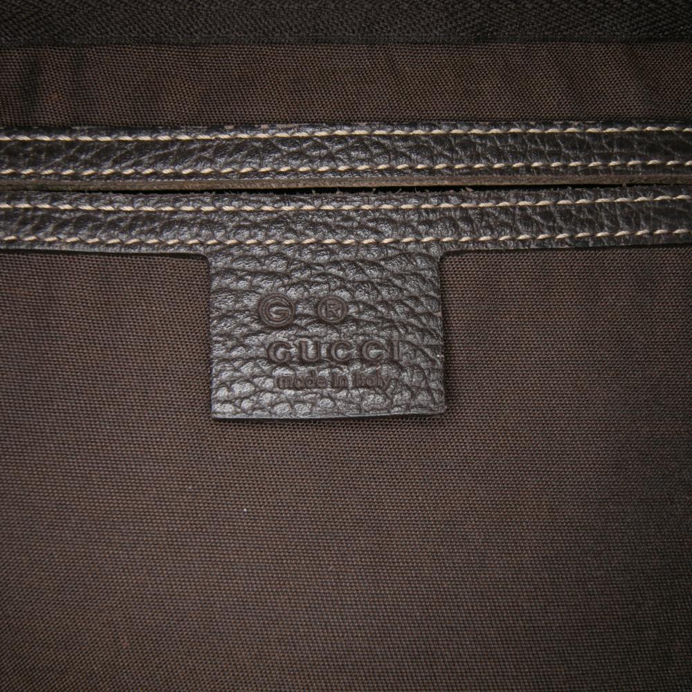 Gucci B Gucci Brown Beige Coated Canvas Fabric Medium GG Crystal Joy Boston Bag Italy