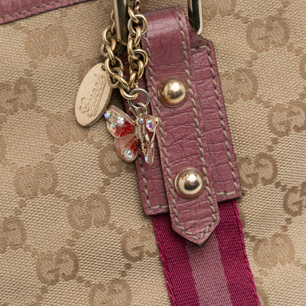 Gucci B Gucci Brown Beige Canvas Fabric Large GG Jolicoeur Tote Italy