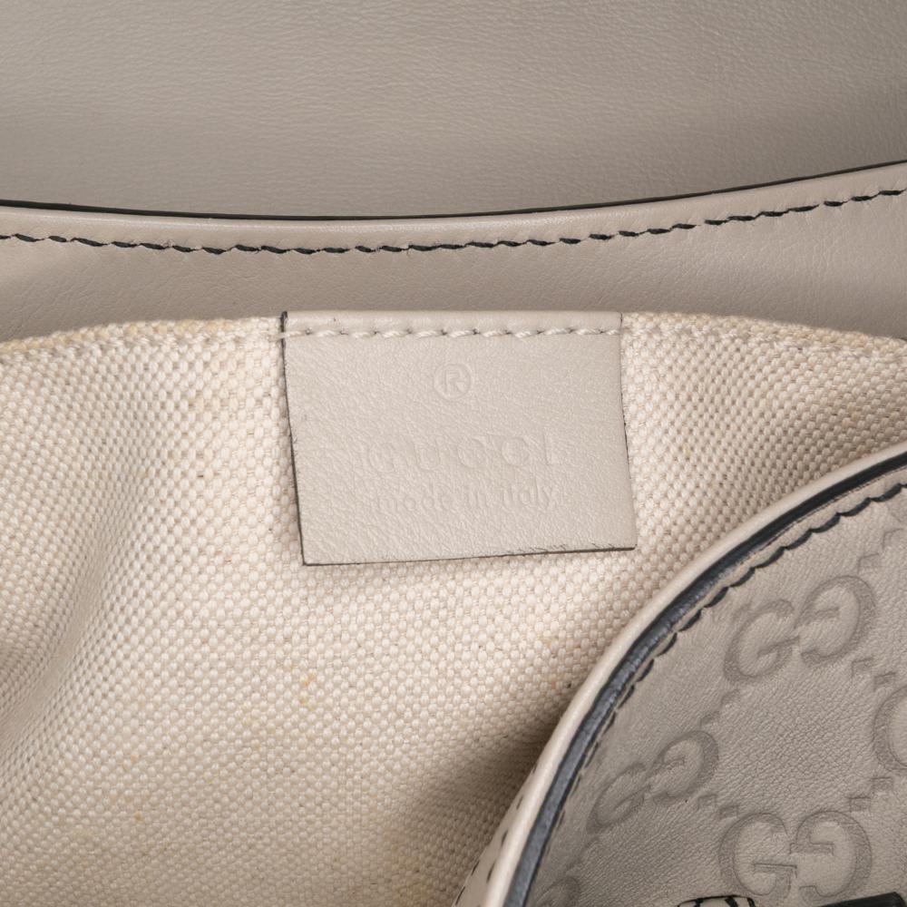 Gucci AB Gucci White Off White Calf Leather Medium Guccissima Emily Shoulder Bag Italy