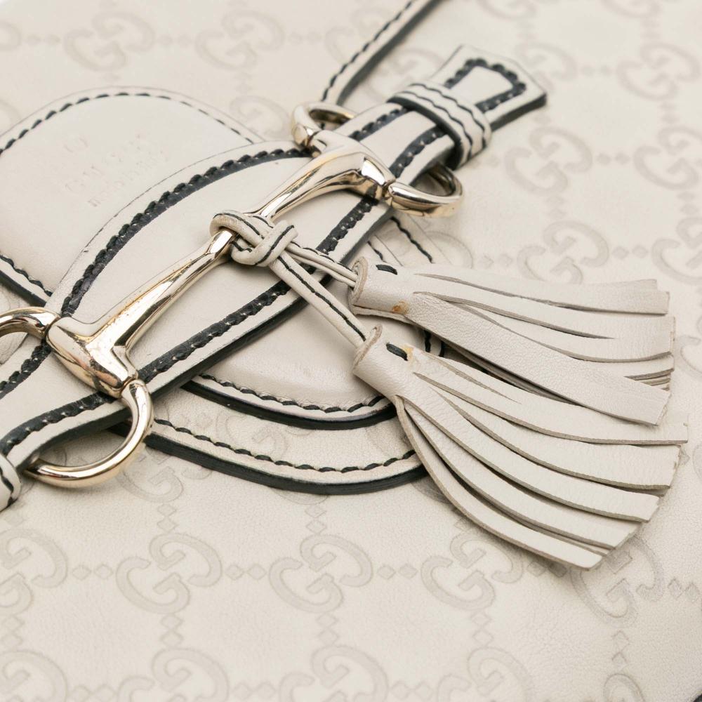 Gucci AB Gucci White Off White Calf Leather Medium Guccissima Emily Shoulder Bag Italy