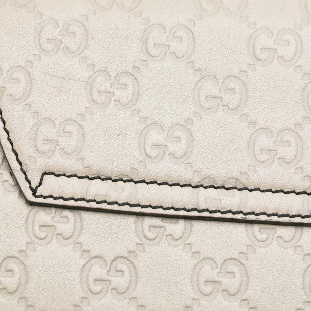 Gucci AB Gucci White Off White Calf Leather Medium Guccissima Emily Shoulder Bag Italy