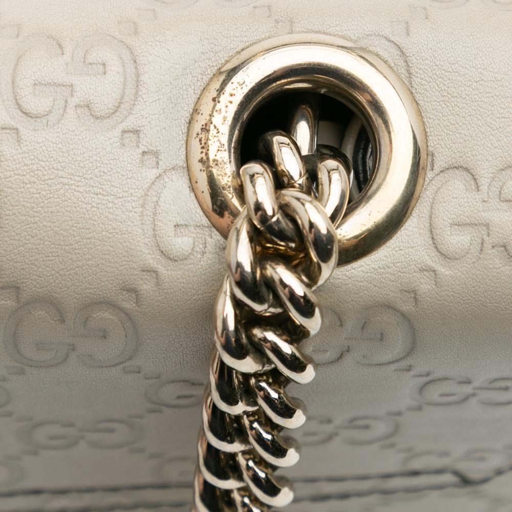 Gucci AB Gucci White Off White Calf Leather Medium Guccissima Emily Shoulder Bag Italy