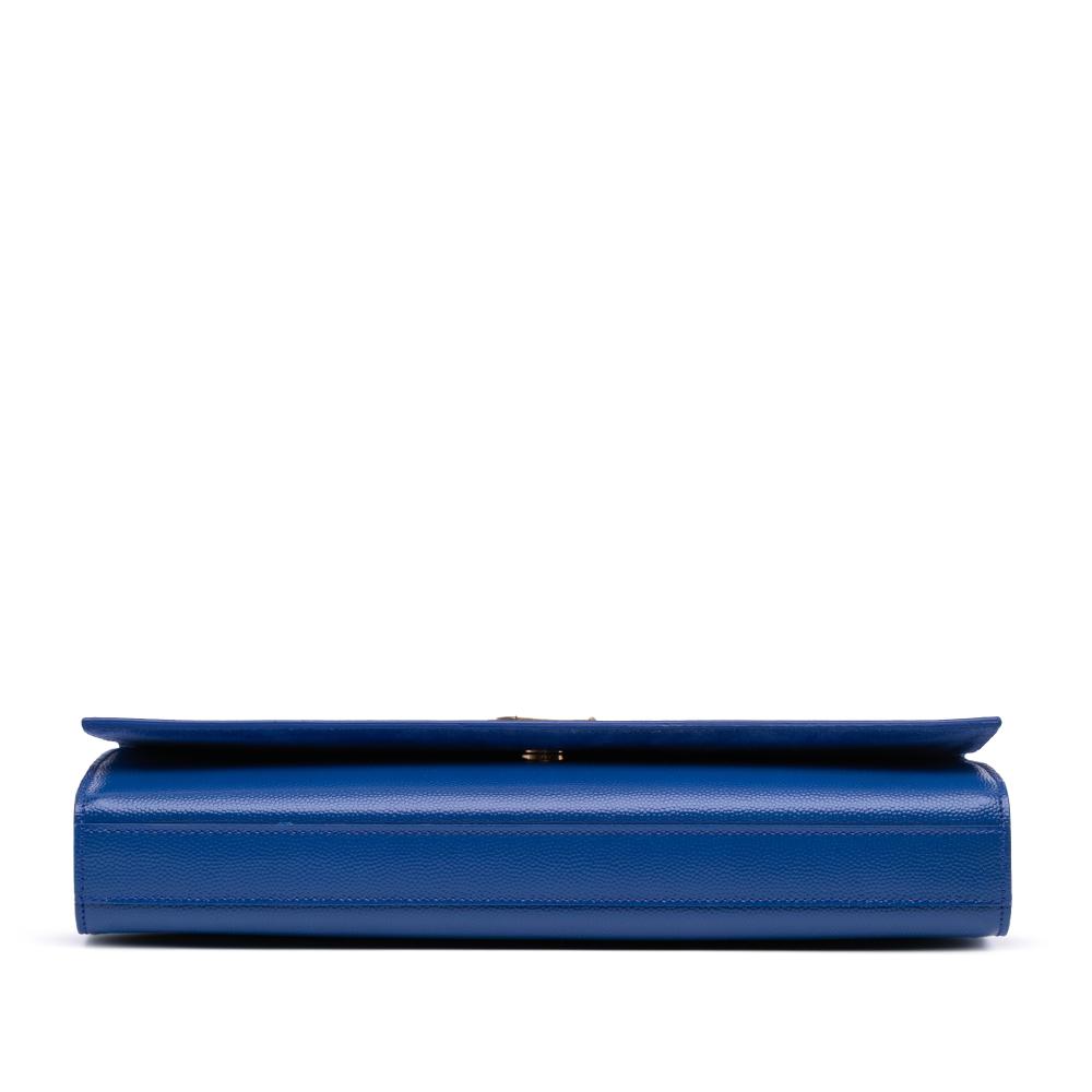 Saint Laurent AB Saint Laurent Blue Calf Leather Grain De Poudre Cassandre Clutch Italy