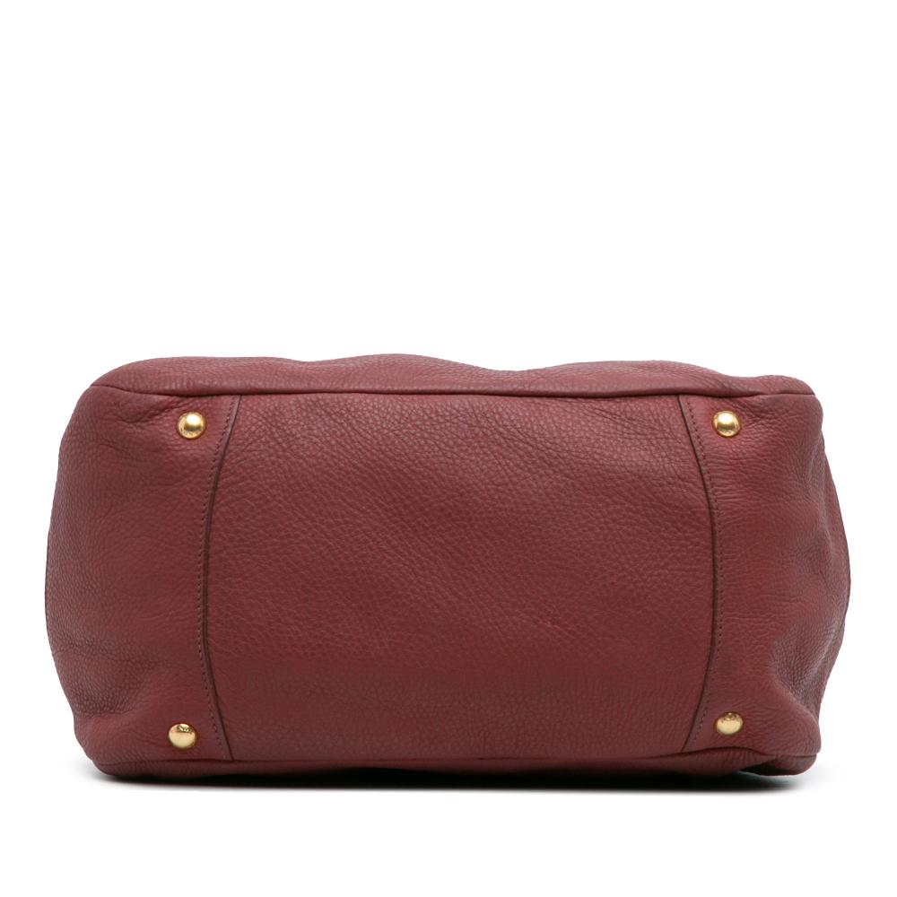 Prada B Prada Red Dark Red Calf Leather Vitello Daino Zip Top Satchel Italy