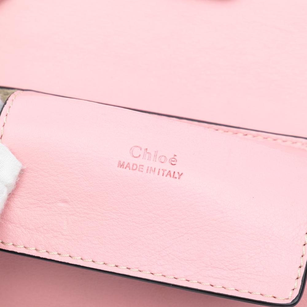 Chloé B Chloé Pink Calf Leather Mini skin and Suede Faye Chain Crossbody Italy