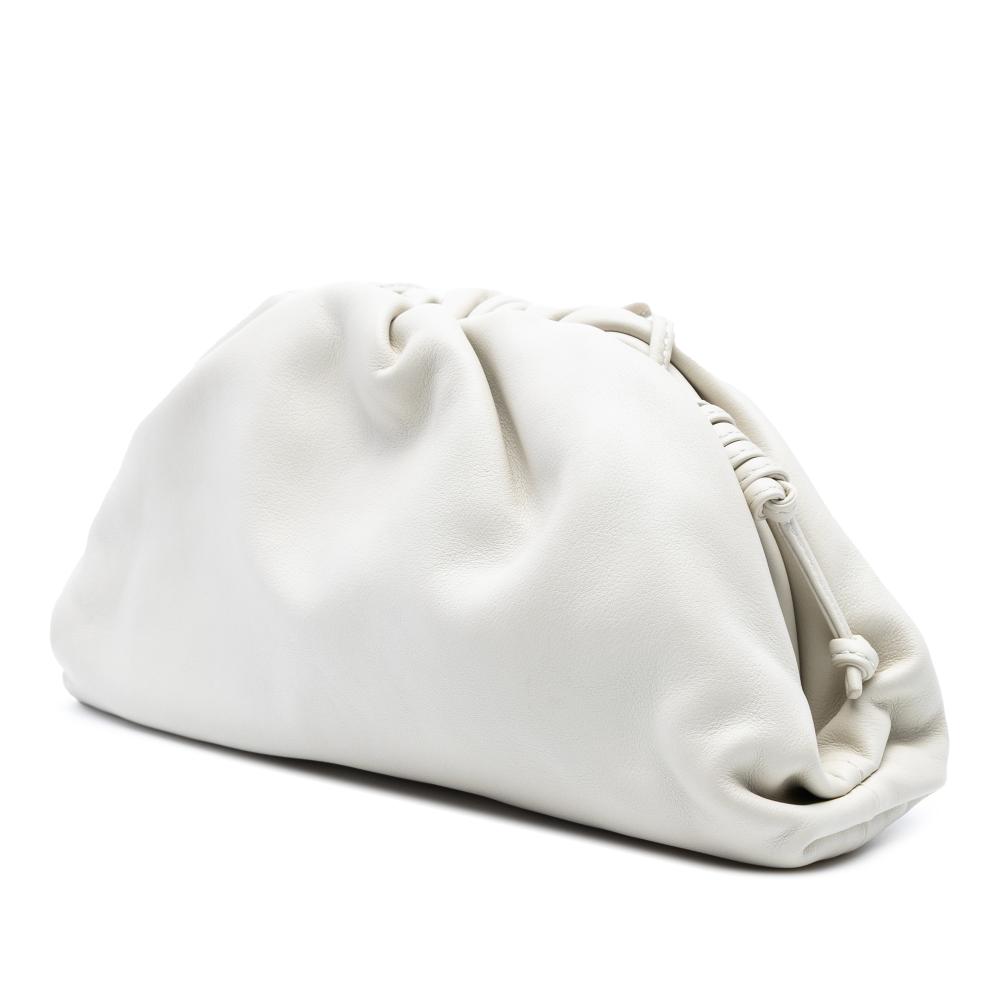 Bottega Veneta AB Bottega Veneta White Lambskin Leather Leather Lambskin The Mini Pouch Crossbody Italy