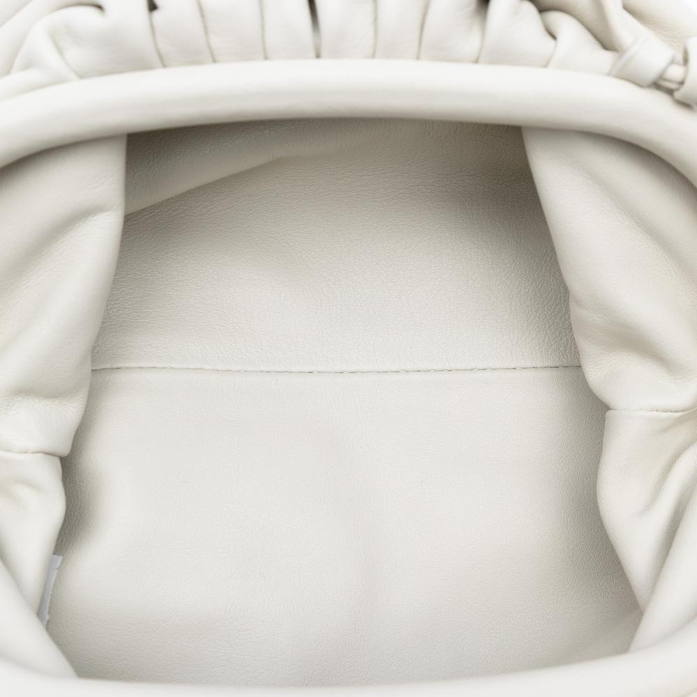 Bottega Veneta AB Bottega Veneta White Lambskin Leather Leather Lambskin The Mini Pouch Crossbody Italy
