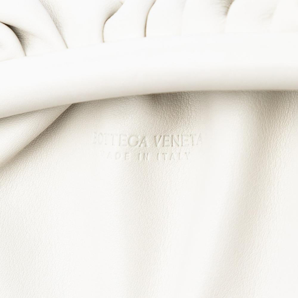 Bottega Veneta AB Bottega Veneta White Lambskin Leather Leather Lambskin The Mini Pouch Crossbody Italy