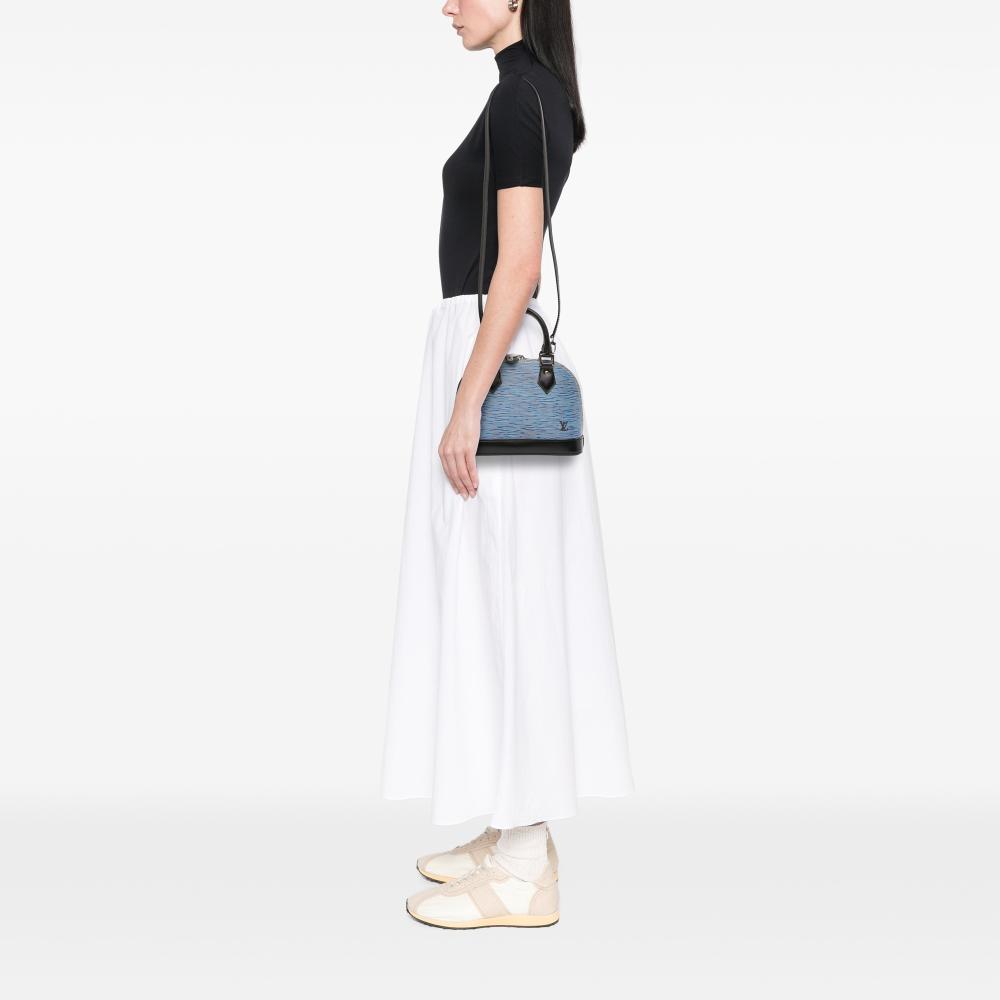 Louis Vuitton AB Louis Vuitton Blue Epi Leather Leather Epi Denim Alma BB France