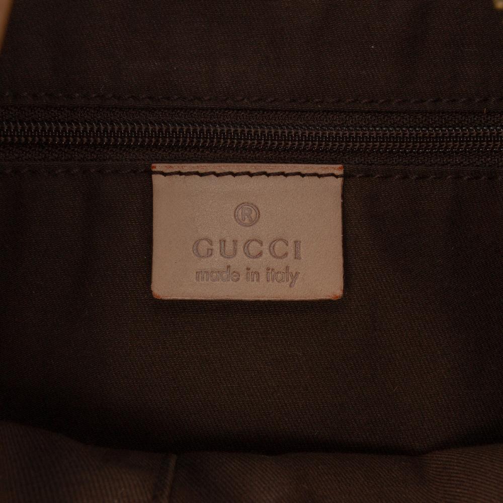 Gucci B Gucci Brown Nude Canvas Fabric GG Abbey D Ring Shoulder Bag Italy
