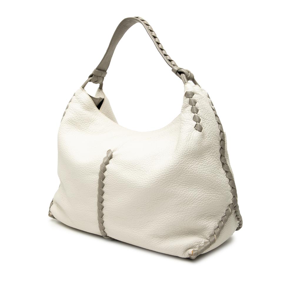 Bottega Veneta B Bottega Veneta White Goatskin Leather Large Washed Cervo Deerskin Hobo Italy