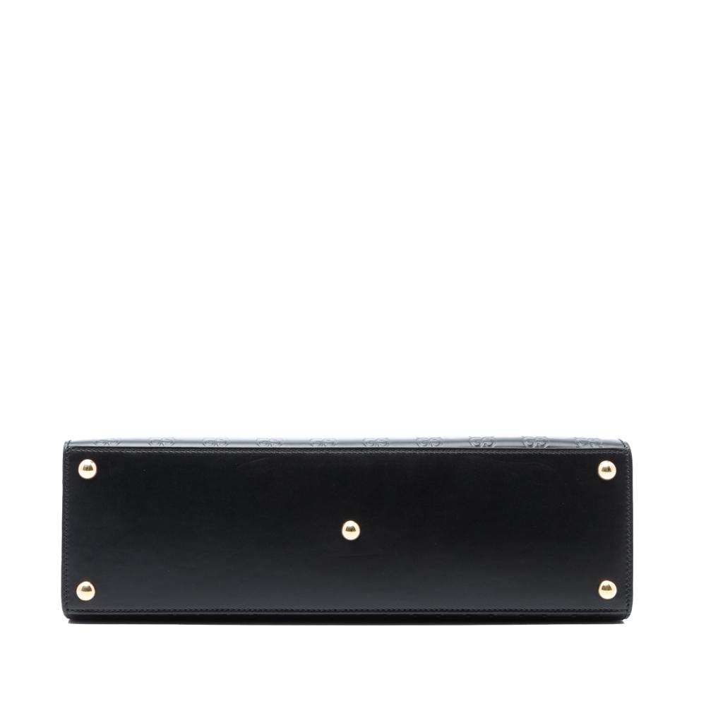 Gucci B Gucci Black Calf Leather Guccissima Padlock Top Handle Bag Italy