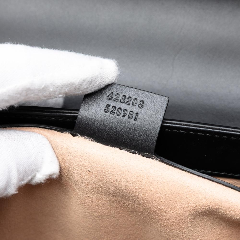 Gucci B Gucci Black Calf Leather Guccissima Padlock Top Handle Bag Italy