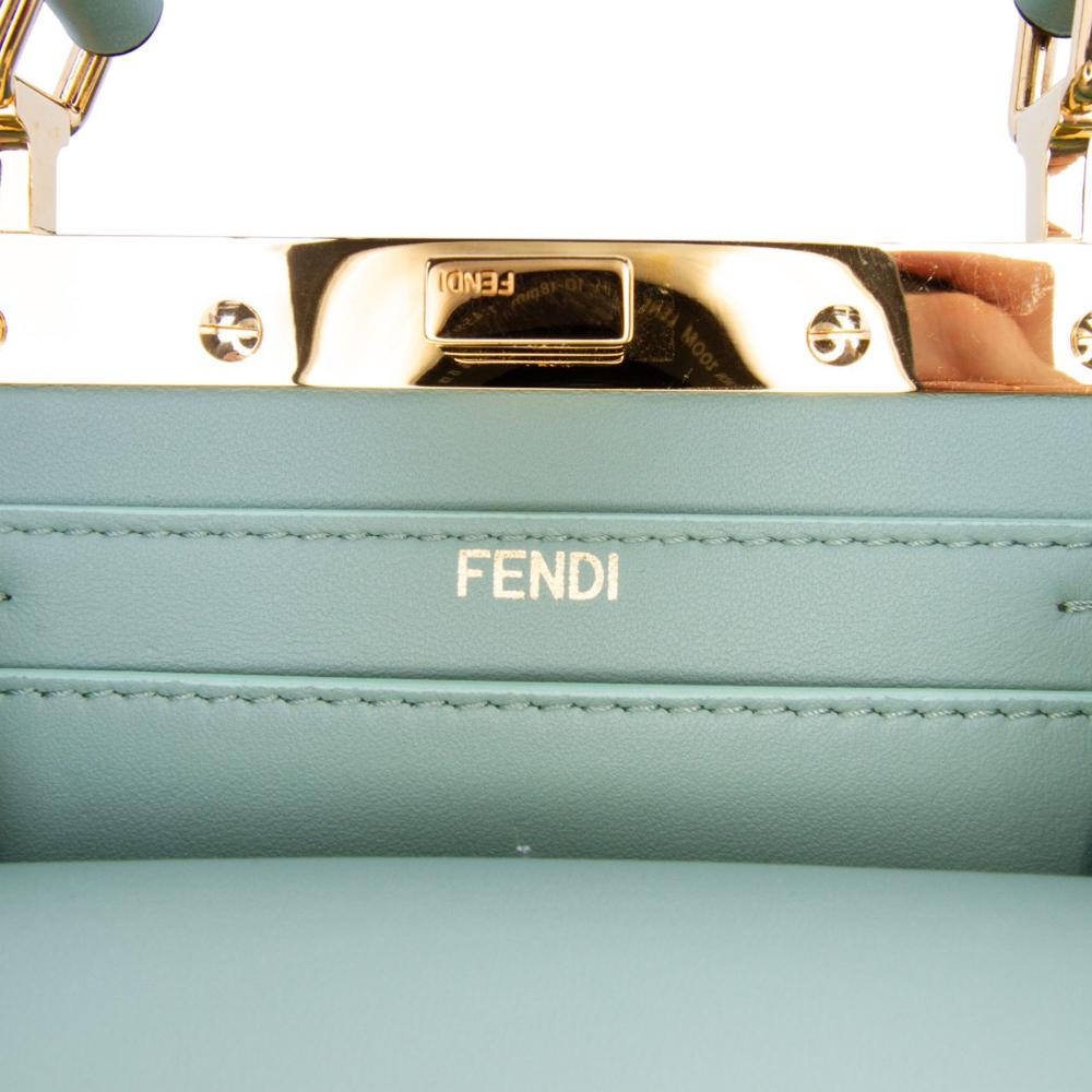 Fendi AB Fendi Green Mint Calf Leather Petite Peekaboo ISeeU Satchel Italy
