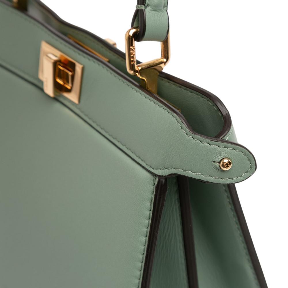 Fendi AB Fendi Green Mint Calf Leather Petite Peekaboo ISeeU Satchel Italy