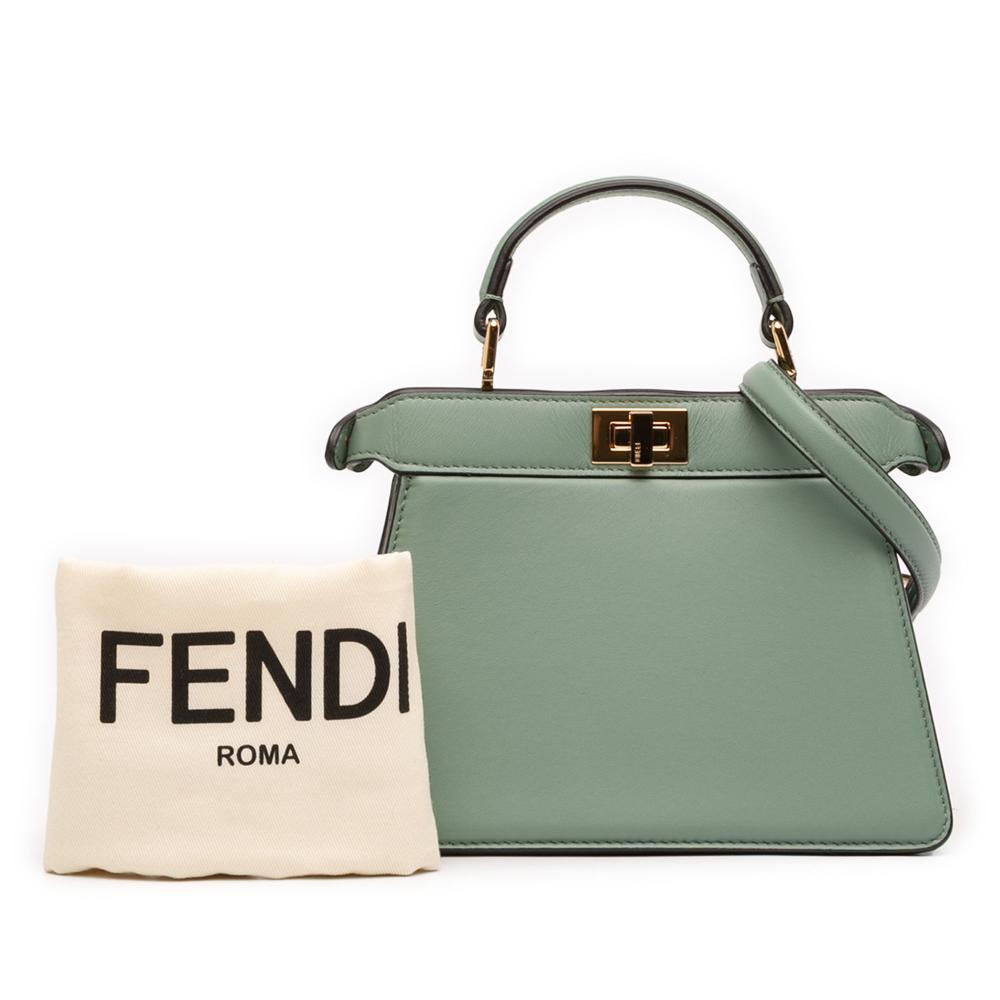 Fendi AB Fendi Green Mint Calf Leather Petite Peekaboo ISeeU Satchel Italy
