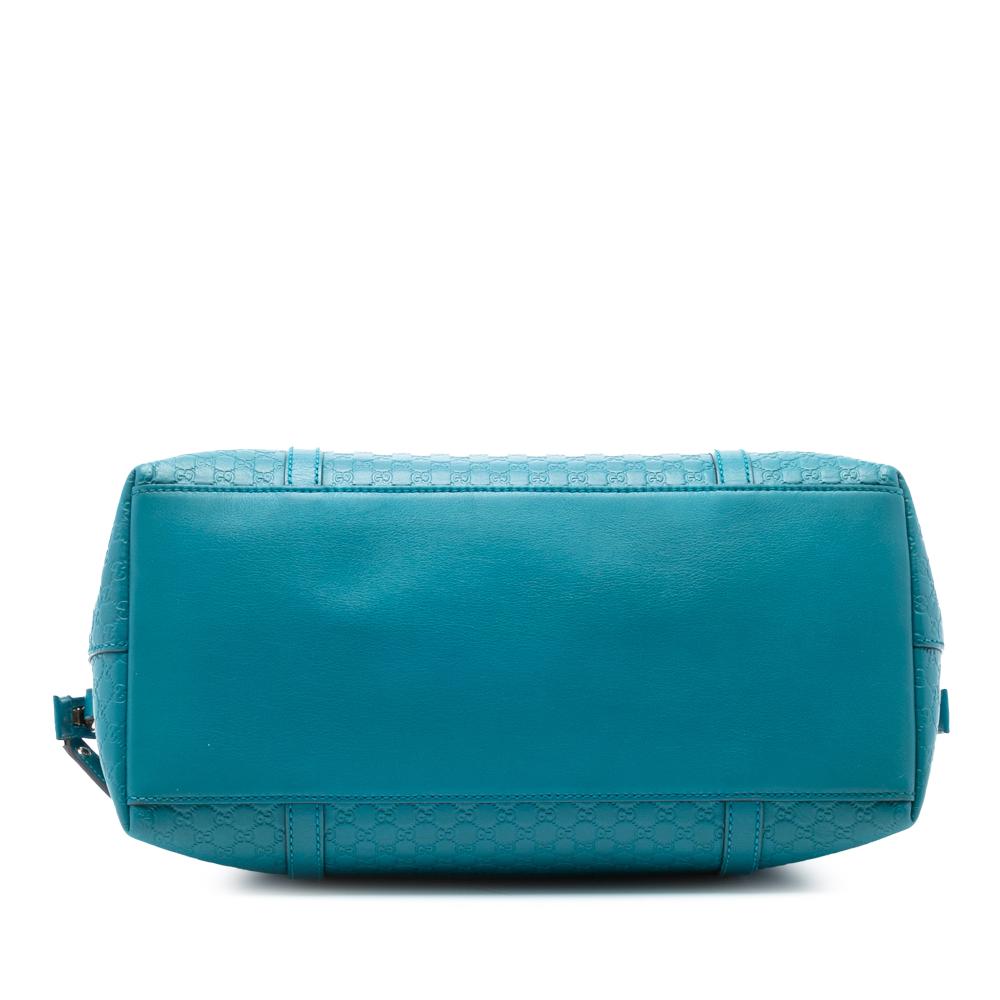 Gucci B Gucci Blue Turquoise Calf Leather Large Microguccissima Dome Satchel Italy