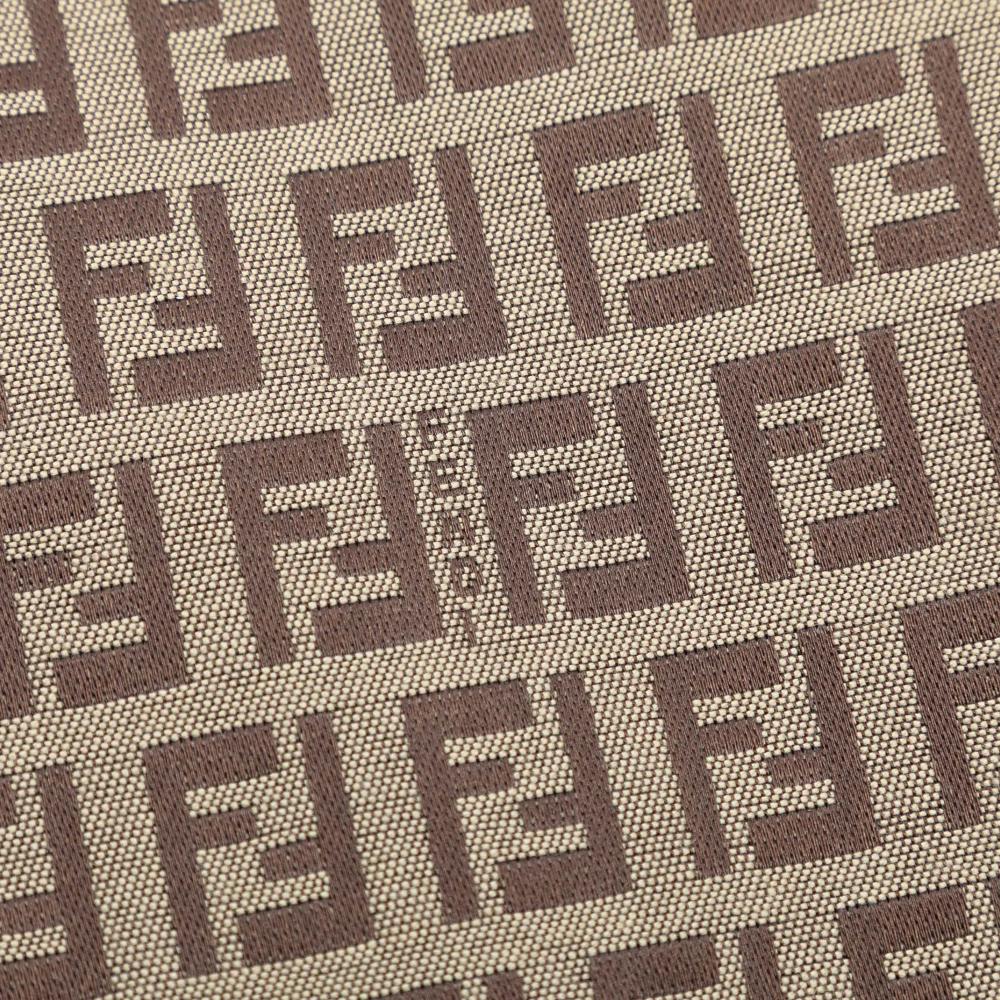 Fendi B Fendi Brown Beige Canvas Fabric Zucchino Oyster Hobo Italy