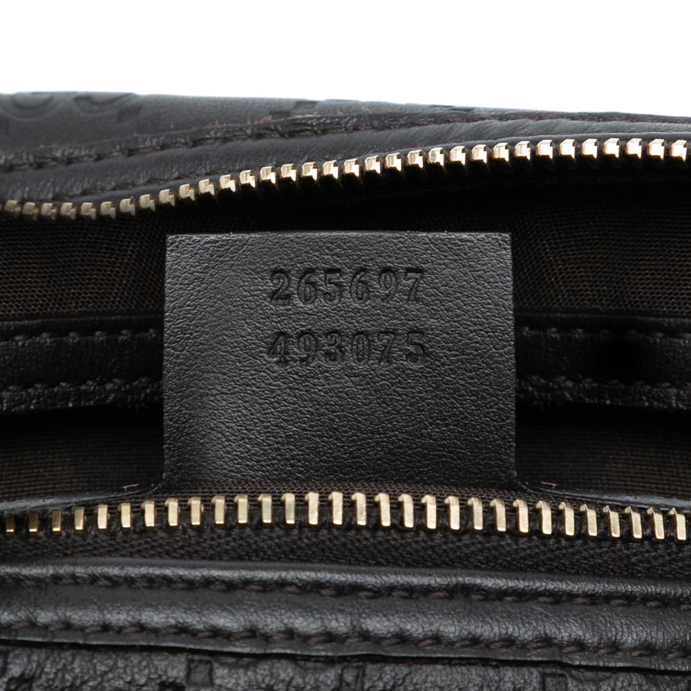 Gucci AB Gucci Black Calf Leather Medium Guccissima Joy Boston Bag Italy