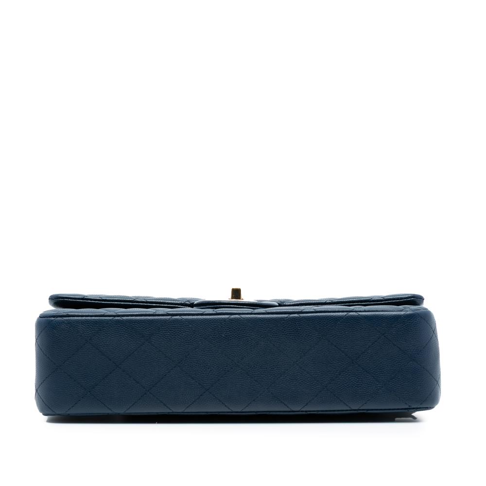 Chanel AB Chanel Blue Navy Caviar Leather Leather Medium Classic Caviar Double Flap France