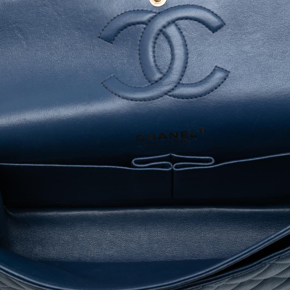 Chanel AB Chanel Blue Navy Caviar Leather Leather Medium Classic Caviar Double Flap France