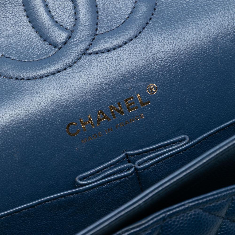 Chanel AB Chanel Blue Navy Caviar Leather Leather Medium Classic Caviar Double Flap France