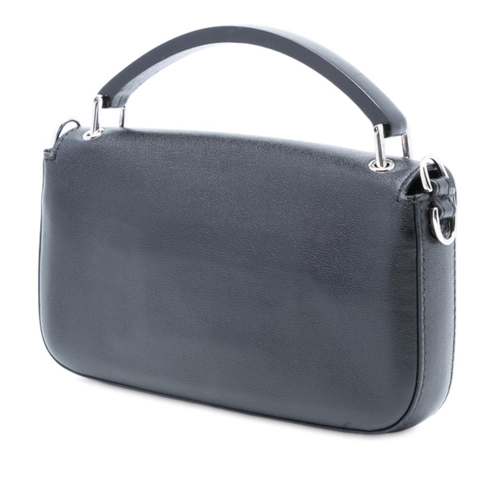 Fendi AB Fendi Black Calf Leather Marc Jacobs skin Baguette Phone Pouch Satchel Italy