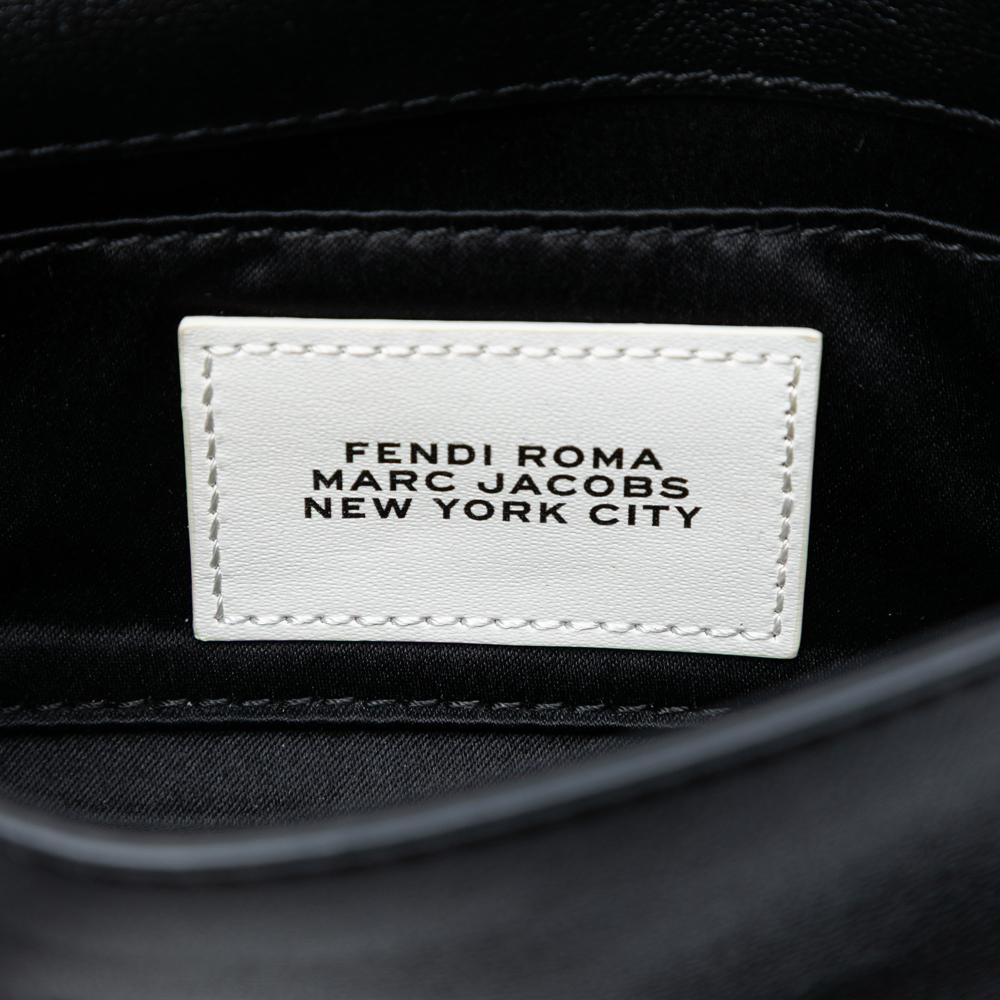 Fendi AB Fendi Black Calf Leather Marc Jacobs skin Baguette Phone Pouch Satchel Italy