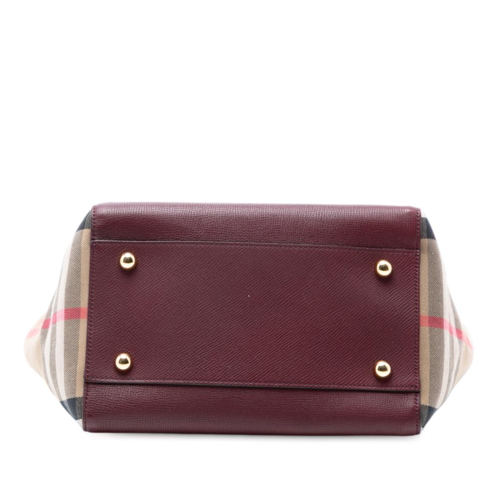 Burberry B Burberry Purple Magenta Calf Leather Grained skin and House Check Canvas Canterbury Tote Italy
