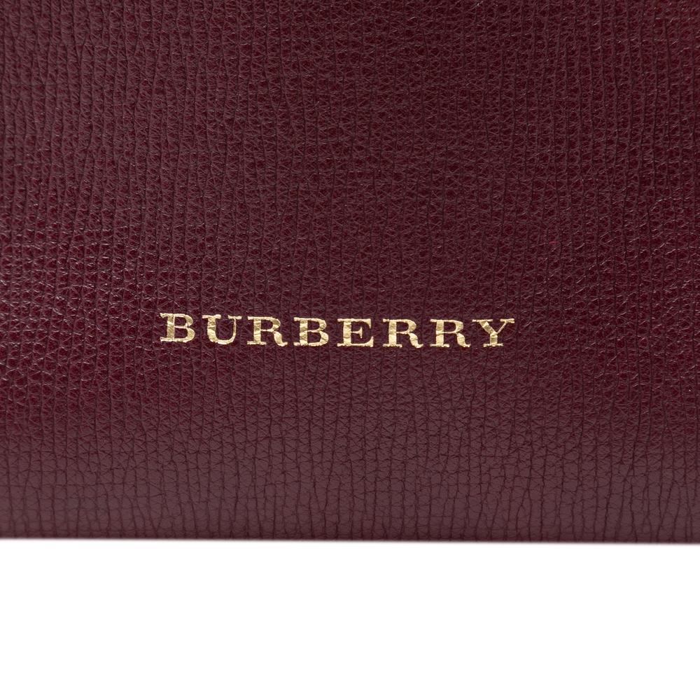 Burberry B Burberry Purple Magenta Calf Leather Grained skin and House Check Canvas Canterbury Tote Italy