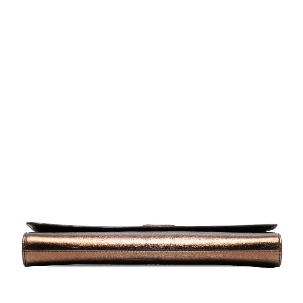 Saint Laurent B Saint Laurent Brown Bronze Calf Leather Large Metallic Belle de Jour Clutch Italy