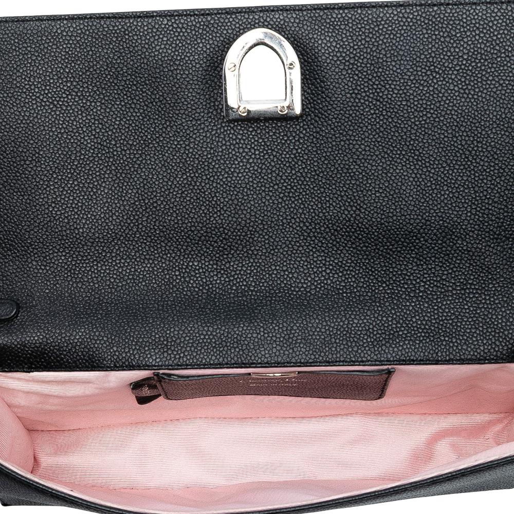Christian Dior B Dior Black Calf Leather Grained skin Diorama Pochette Clutch Italy