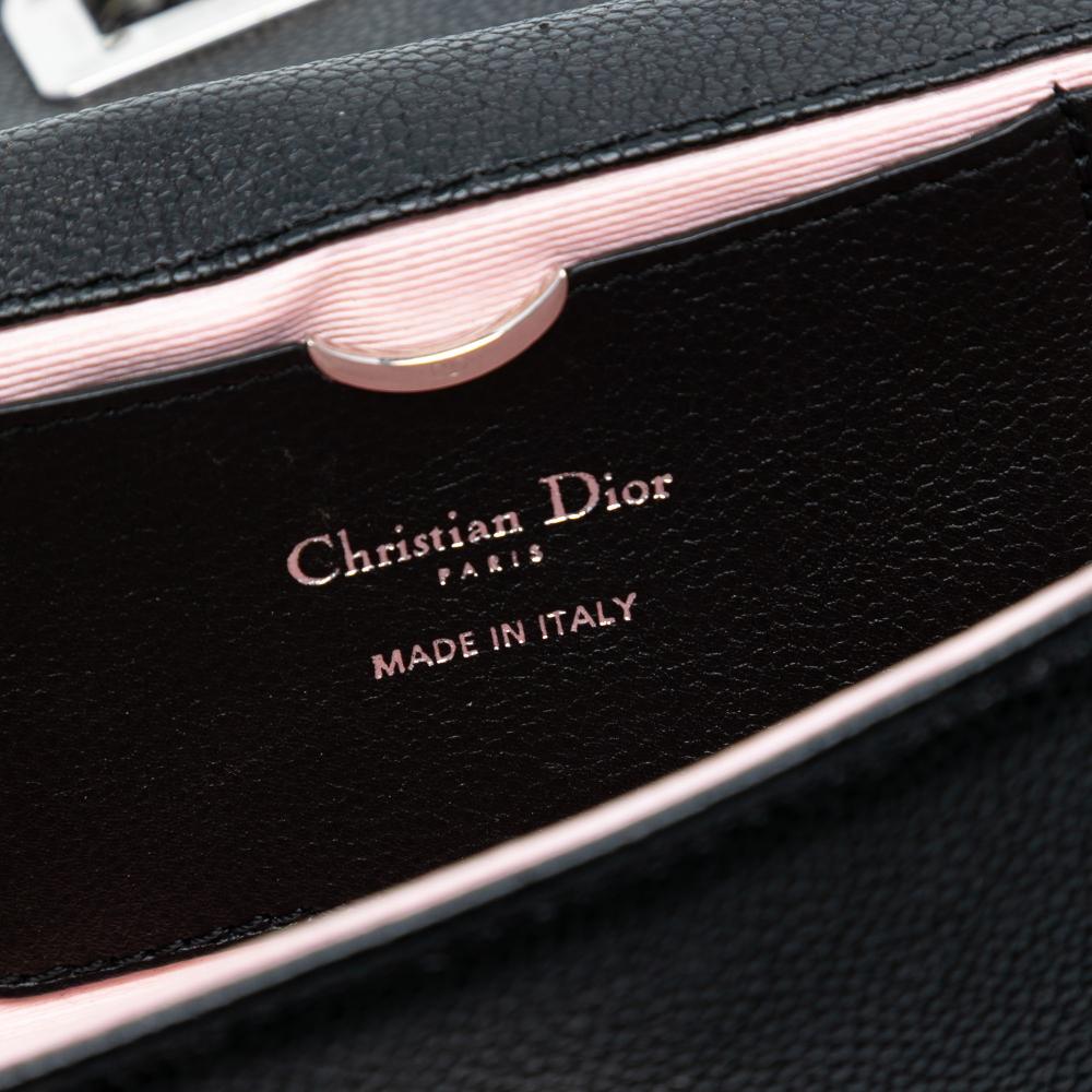 Christian Dior B Dior Black Calf Leather Grained skin Diorama Pochette Clutch Italy