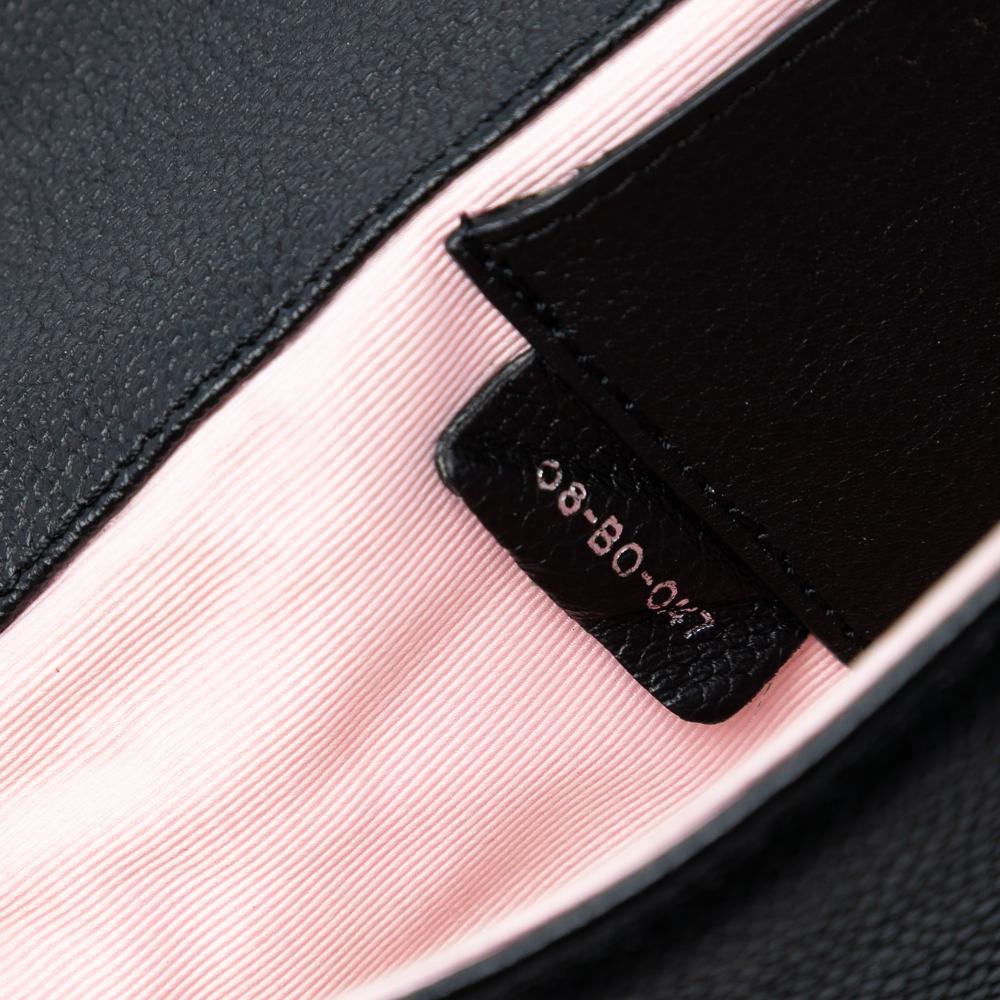 Christian Dior B Dior Black Calf Leather Grained skin Diorama Pochette Clutch Italy