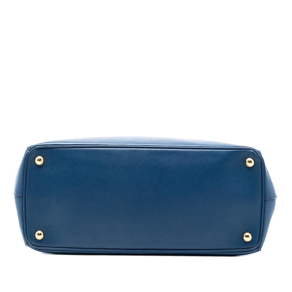 Prada B Prada Blue Saffiano Leather Large Lux Galleria Double Zip Tote Italy