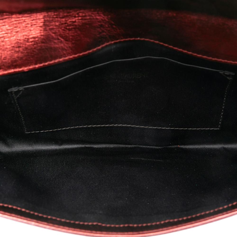 Saint Laurent AB Saint Laurent Red Calf Leather Crinkled skin Belle de Jour Clutch France
