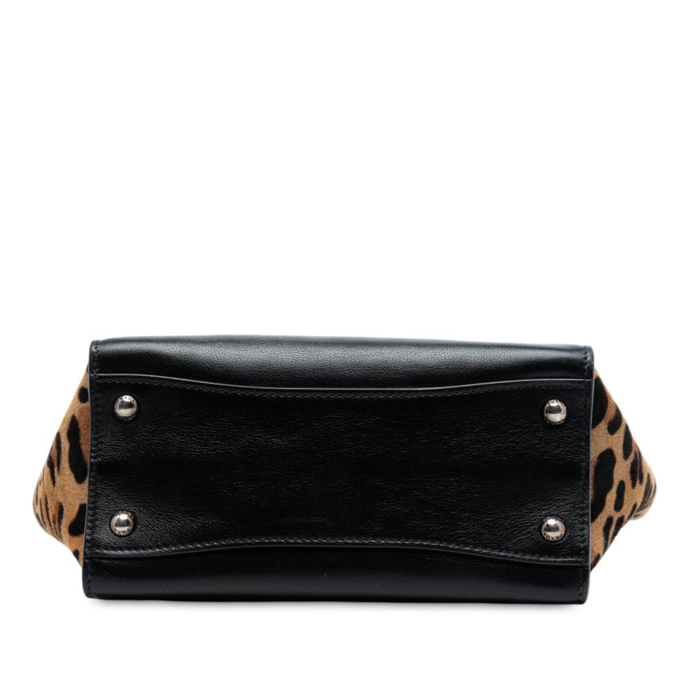 Prada B Prada Black Calf Leather Glace Ponyhair Twin Pocket Satchel Italy