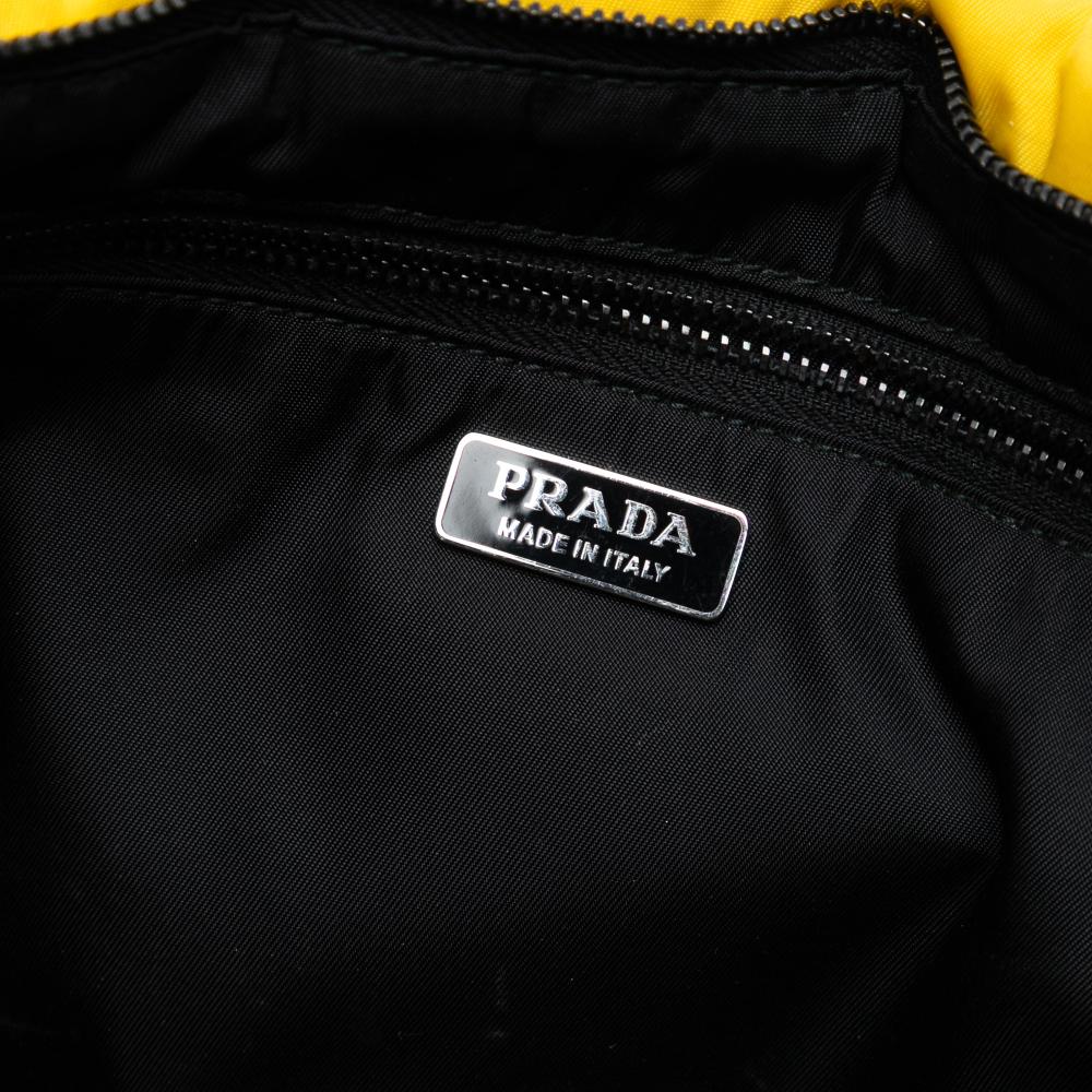 Prada AB Prada Yellow Nylon Fabric Tessuto Fluo Clutch on Chain Italy