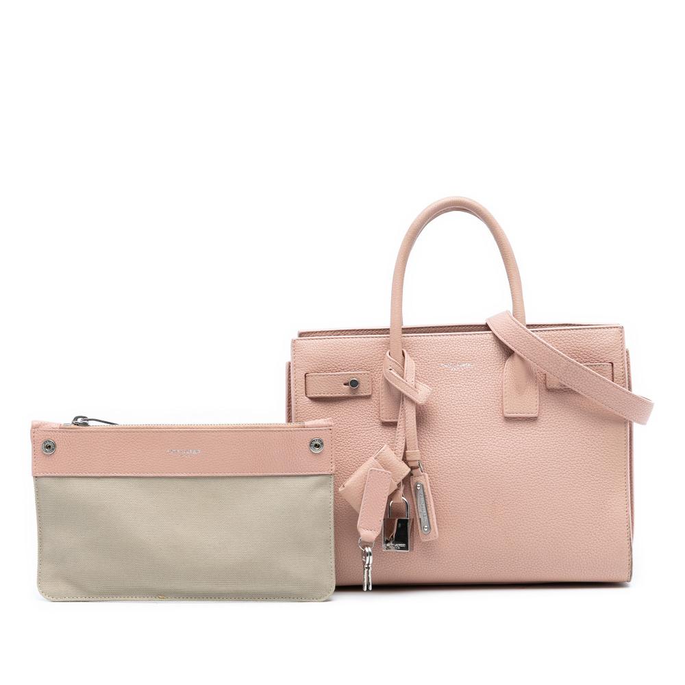 Saint Laurent B Saint Laurent Pink Light Pink Calf Leather Baby Grained skin Sac De Jour Satchel Italy