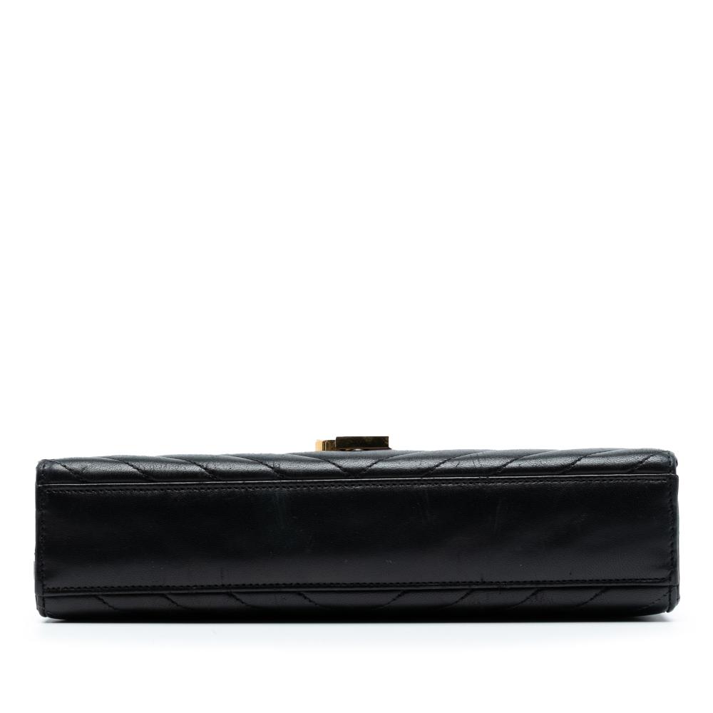 Saint Laurent B Saint Laurent Black Calf Leather Medium Chevron skin Monogram Envelope Bag Italy