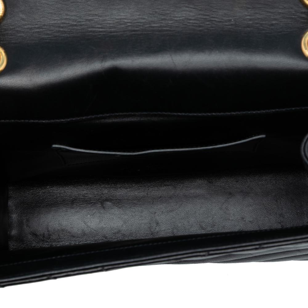 Saint Laurent B Saint Laurent Black Calf Leather Medium Chevron skin Monogram Envelope Bag Italy