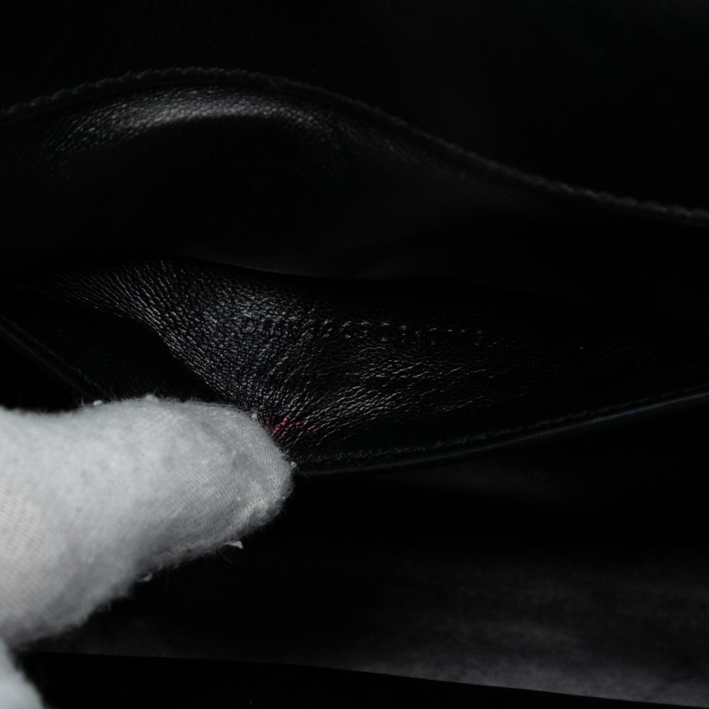 Saint Laurent B Saint Laurent Black Calf Leather Medium Chevron skin Monogram Envelope Bag Italy