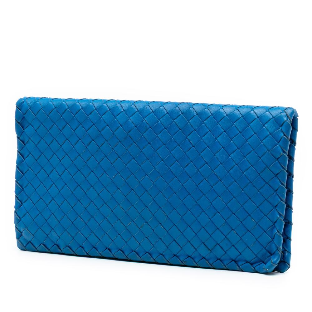 Bottega Veneta B Bottega Veneta Blue Nappa Leather Leather Nappa Intrecciato Turn Lock Clutch Italy