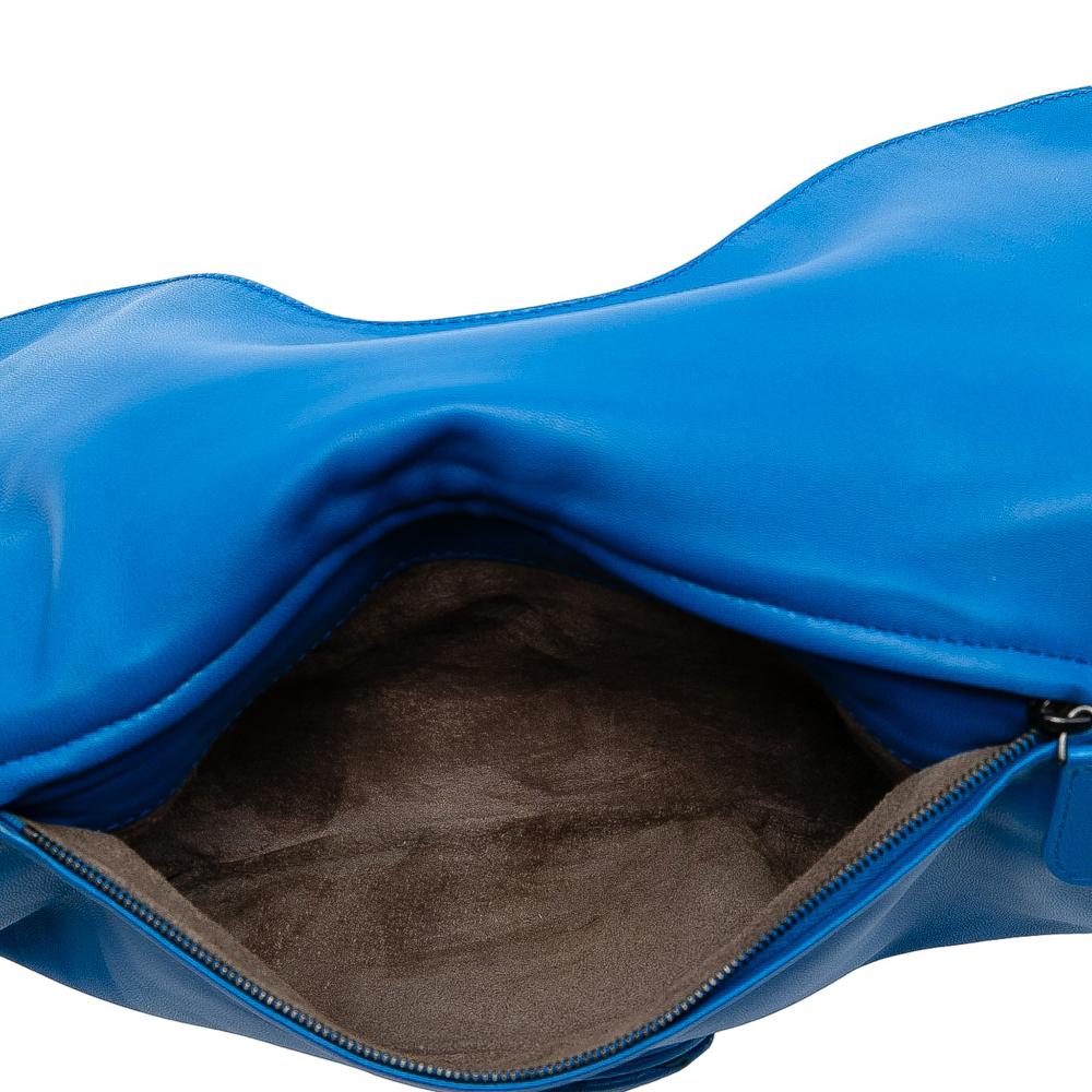 Bottega Veneta B Bottega Veneta Blue Nappa Leather Leather Nappa Intrecciato Turn Lock Clutch Italy